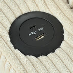 Canapé d'angle réversible avec méridienne de rangement, ports USB et porte-gobelets