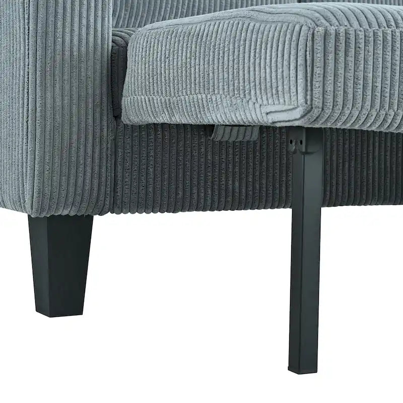Canapé d'angle réversible avec méridienne de rangement, ports USB et porte-gobelets