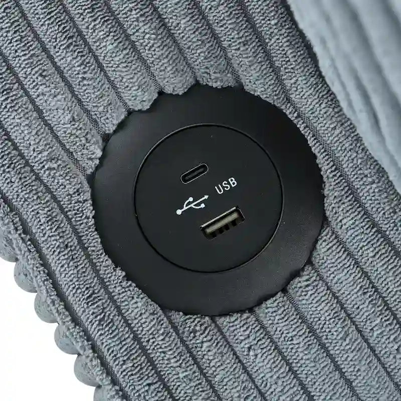Canapé d'angle réversible avec méridienne de rangement, ports USB et porte-gobelets
