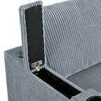 Canapé d'angle réversible avec méridienne de rangement, ports USB et porte-gobelets
