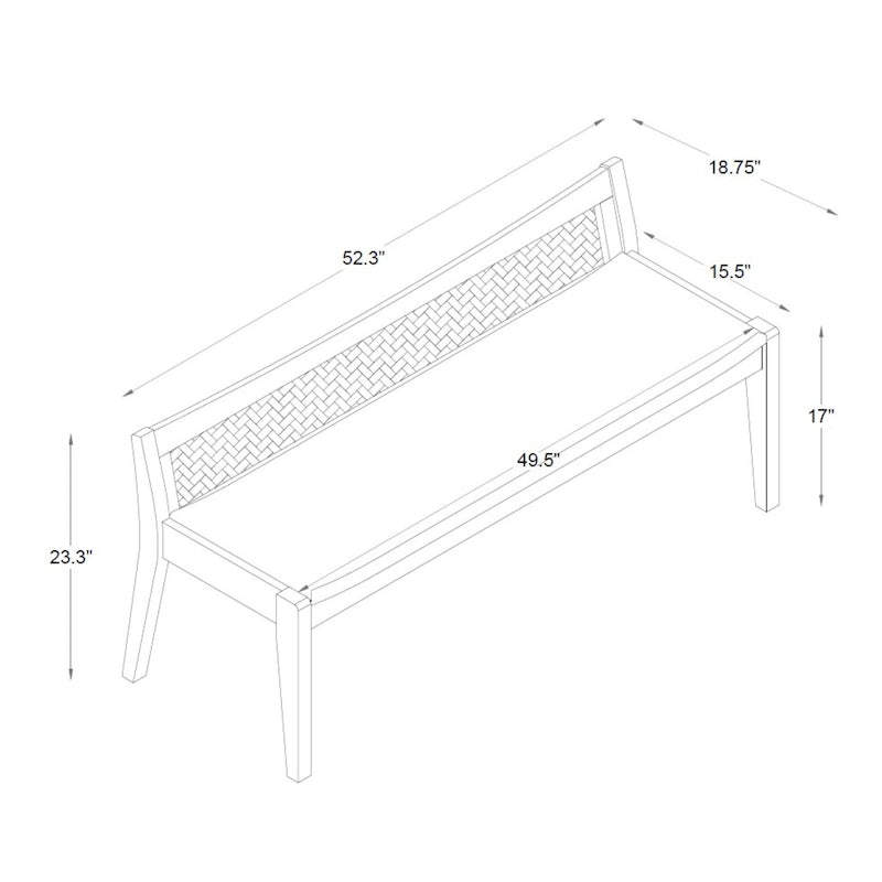 Banc en rotin tressé encadré - 52,5 - Beige