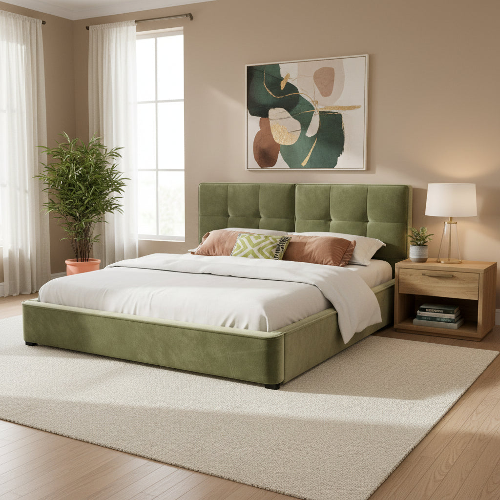 King Size Velvet Bed Frames Upholstered Platform Bed