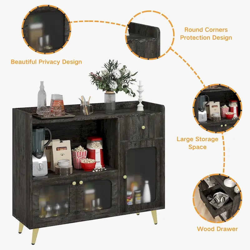 Bahuts et buffets avec porte en acrylique, armoires de cuisine, tables de bar en bois