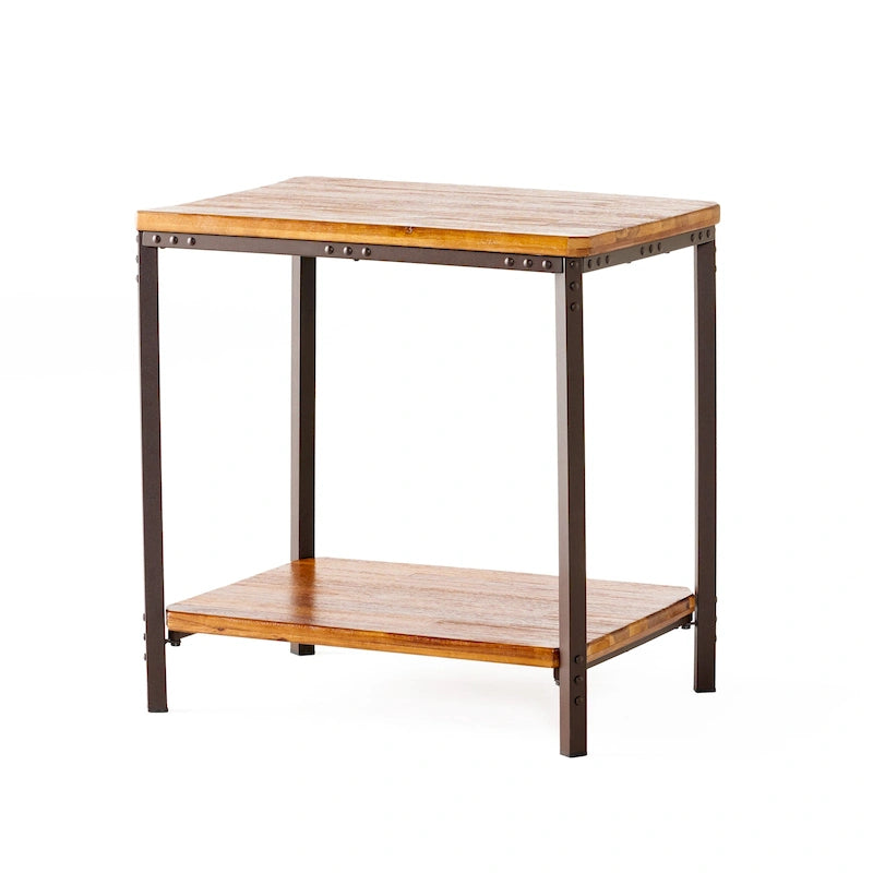 Table d'appoint Ronan en bois et métal style campagnard