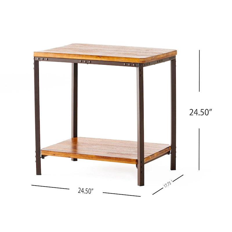 Table d'appoint Ronan en bois et métal style campagnard