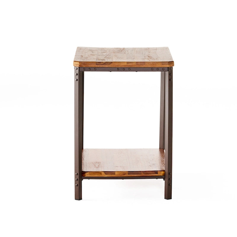 Table d'appoint Ronan en bois et métal style campagnard