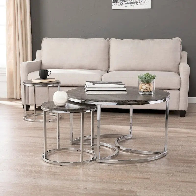 Table basse gigogne ronde 3 pièces