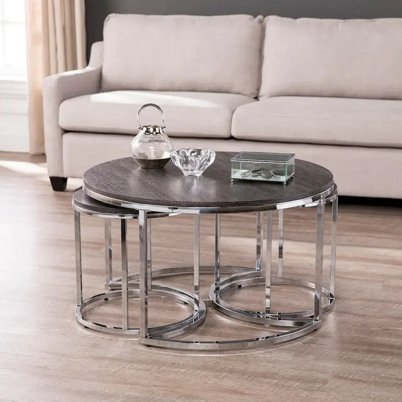 Table basse gigogne ronde 3 pièces
