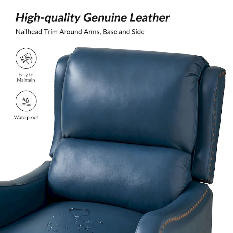 Modern leather chaise lounge with studded embellishments, featuring an adjustable footrest, two-piece .