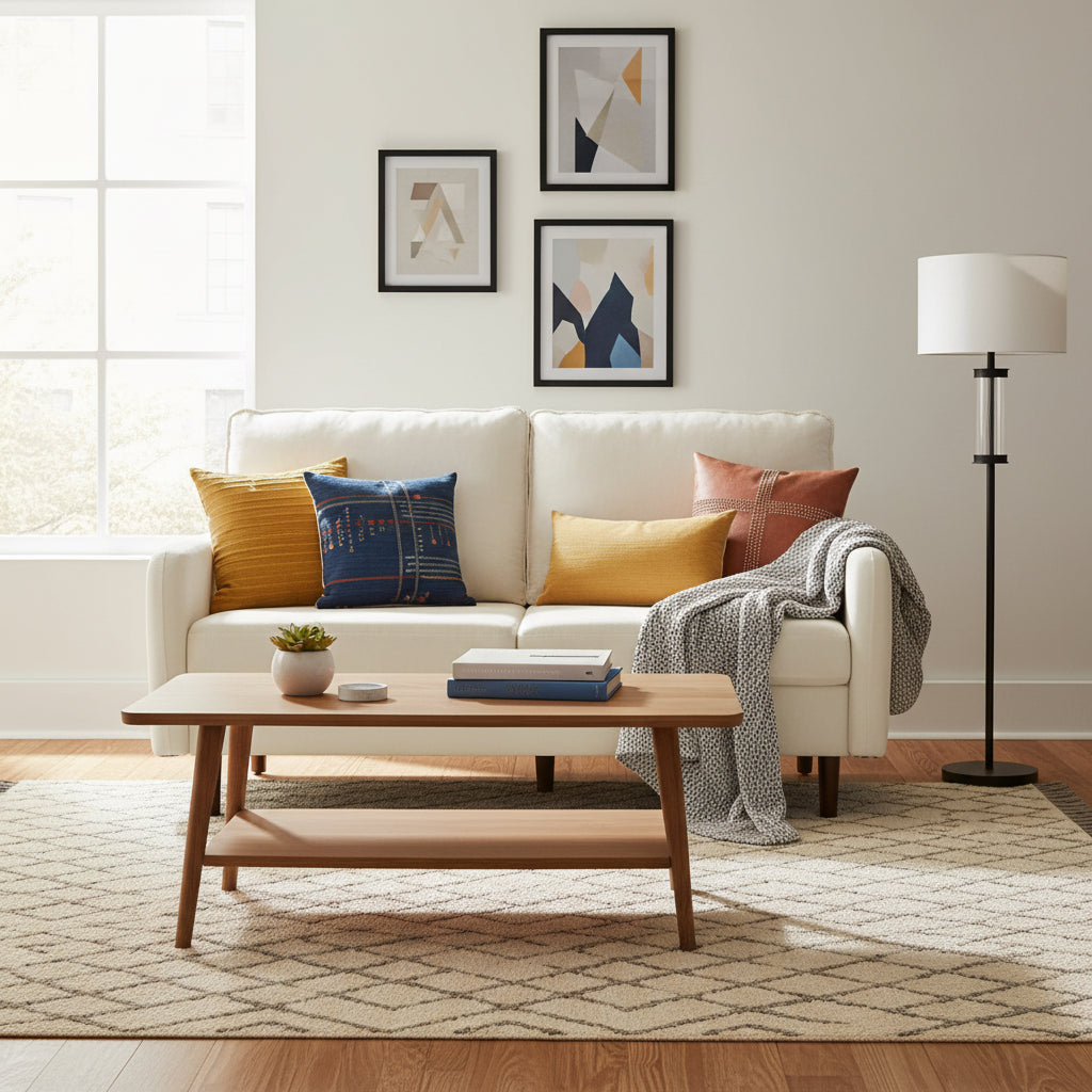 Modern Loveseat Velvet Wood Legs Sofa