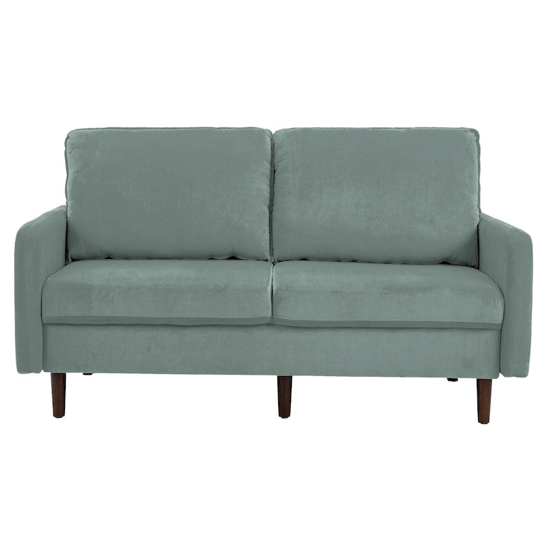 Modern Loveseat Velvet Wood Legs Sofa