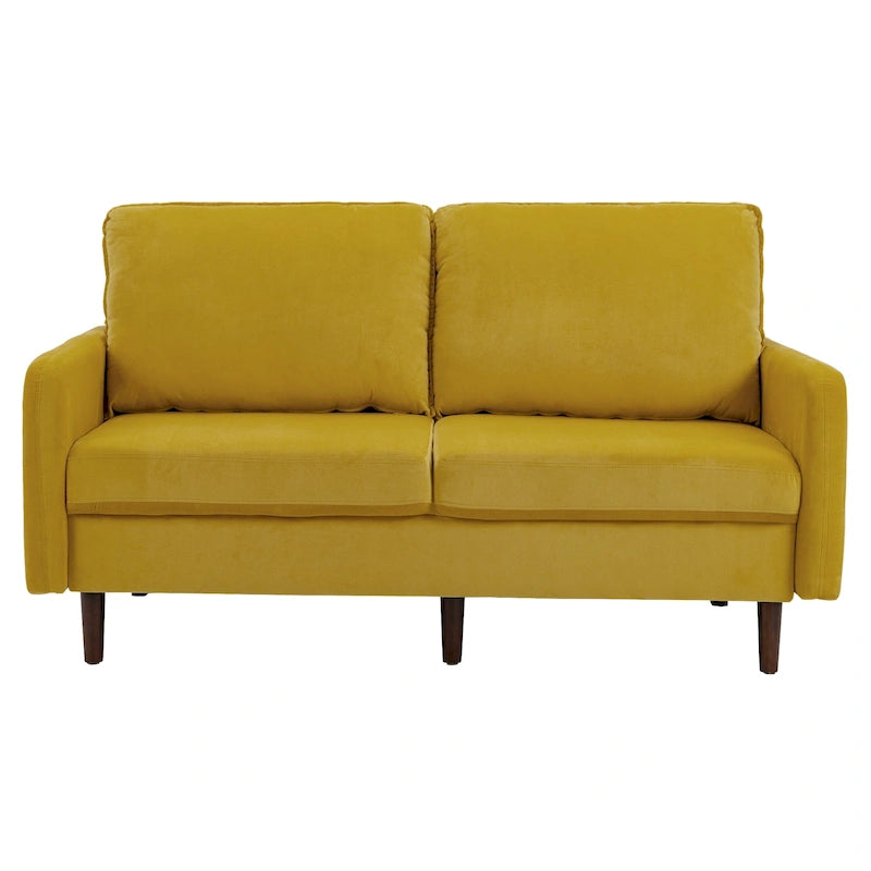 Modern Loveseat Velvet Wood Legs Sofa