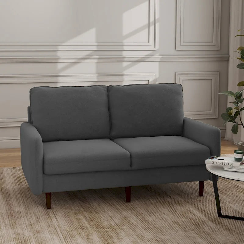 Modern Loveseat Velvet Wood Legs Sofa