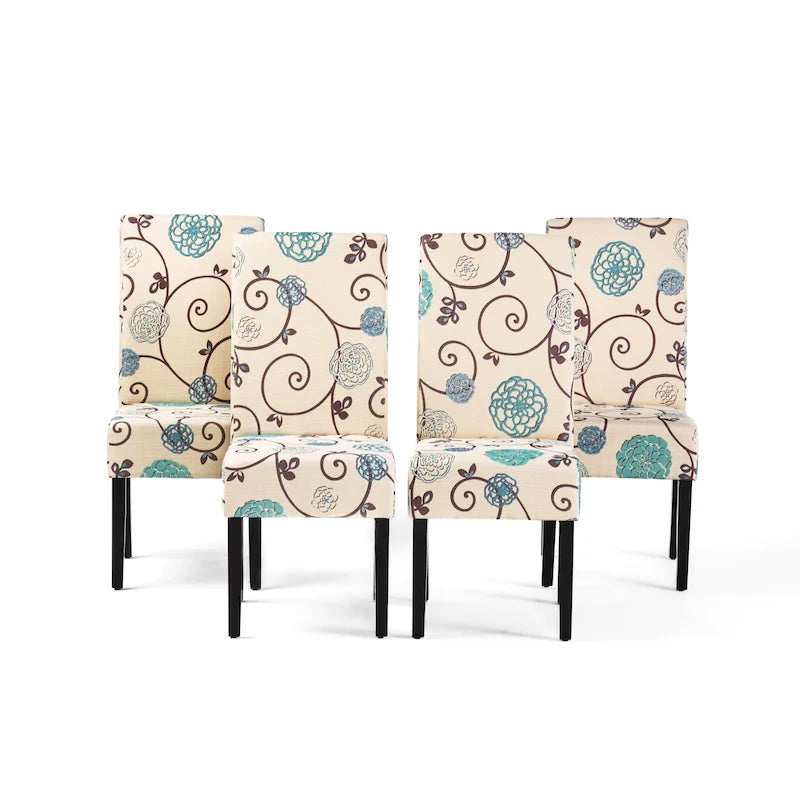 Chaises de salle à manger tapissées à motifs (lot de 4).