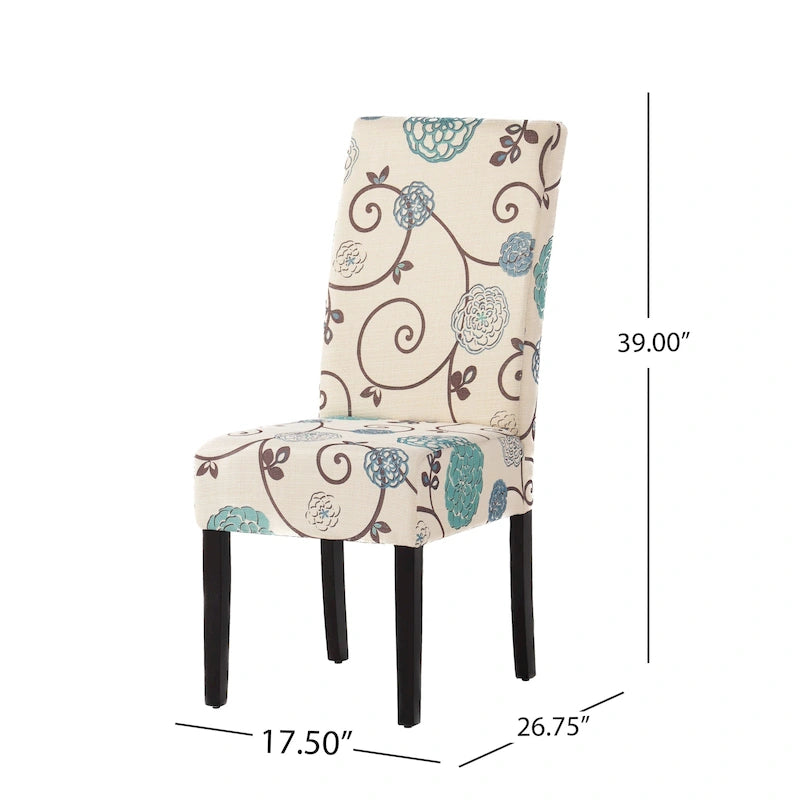 Chaises de salle à manger tapissées à motifs (lot de 4).