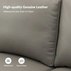 Canapé de 205,7 cm en cuir véritable de style transitionnel avec accoudoirs roulés, bordure cloutée et coussins amovibles