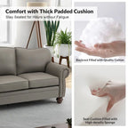 Canapé de 205,7 cm en cuir véritable de style transitionnel avec accoudoirs roulés, bordure cloutée et coussins amovibles