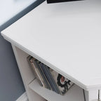 Meuble TV d'angle blanc avec étagères de rangement