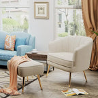 Fauteuil d'appoint avec ottoman, Fauteuil simple moderne rembourré, Fauteuil club confortable pour salon