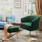 Fauteuil d'appoint avec ottoman, Fauteuil simple moderne rembourré, Fauteuil club confortable pour salon