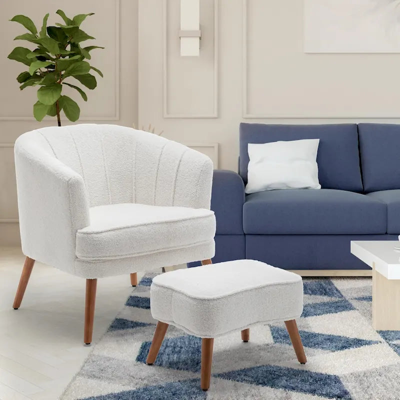 Fauteuil d'appoint avec ottoman, Fauteuil simple moderne rembourré, Fauteuil club confortable pour salon