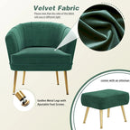 Fauteuil d'appoint avec ottoman, Fauteuil simple moderne rembourré, Fauteuil club confortable pour salon