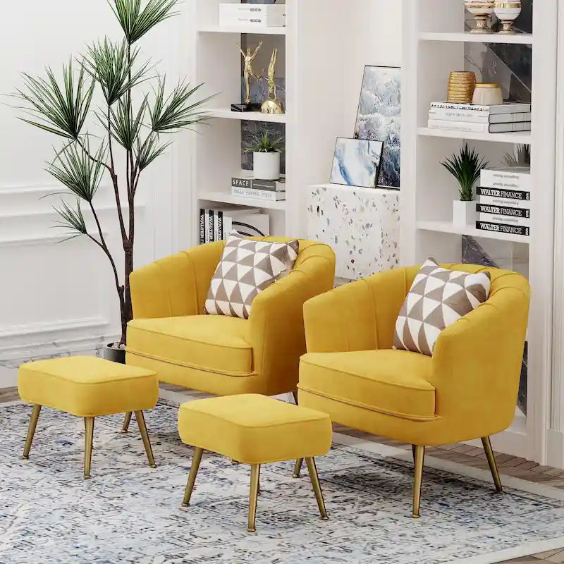 Fauteuil d'appoint avec ottoman, Fauteuil simple moderne rembourré, Fauteuil club confortable pour salon