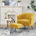Fauteuil d'appoint avec ottoman, Fauteuil simple moderne rembourré, Fauteuil club confortable pour salon