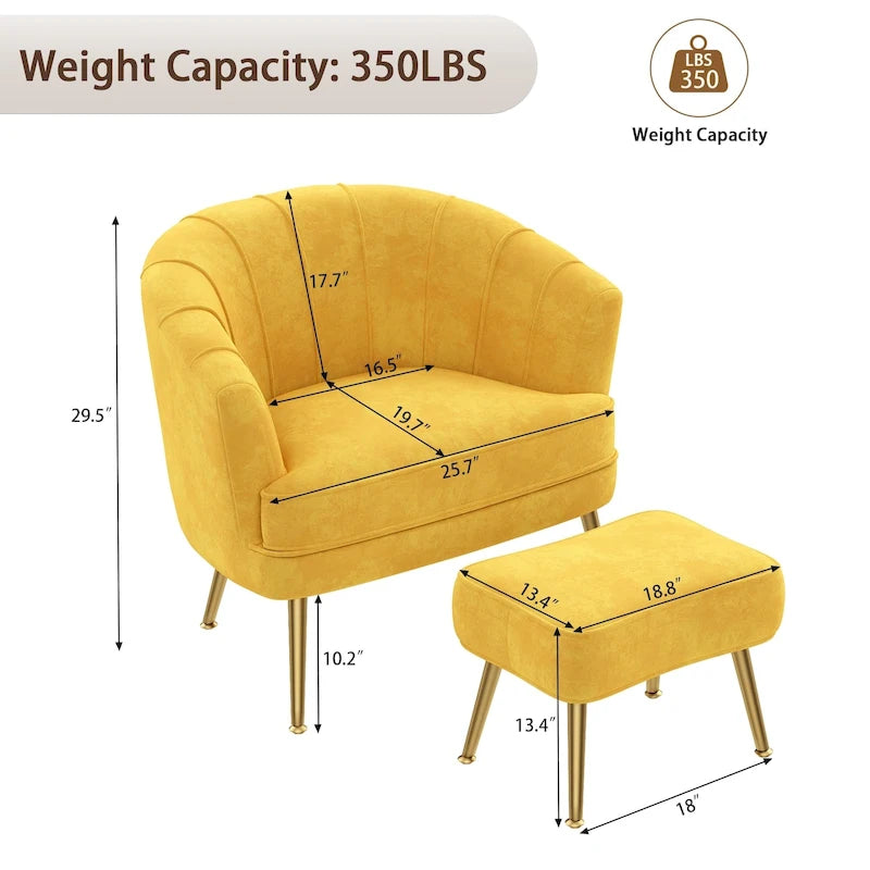 Fauteuil d'appoint avec ottoman, Fauteuil simple moderne rembourré, Fauteuil club confortable pour salon