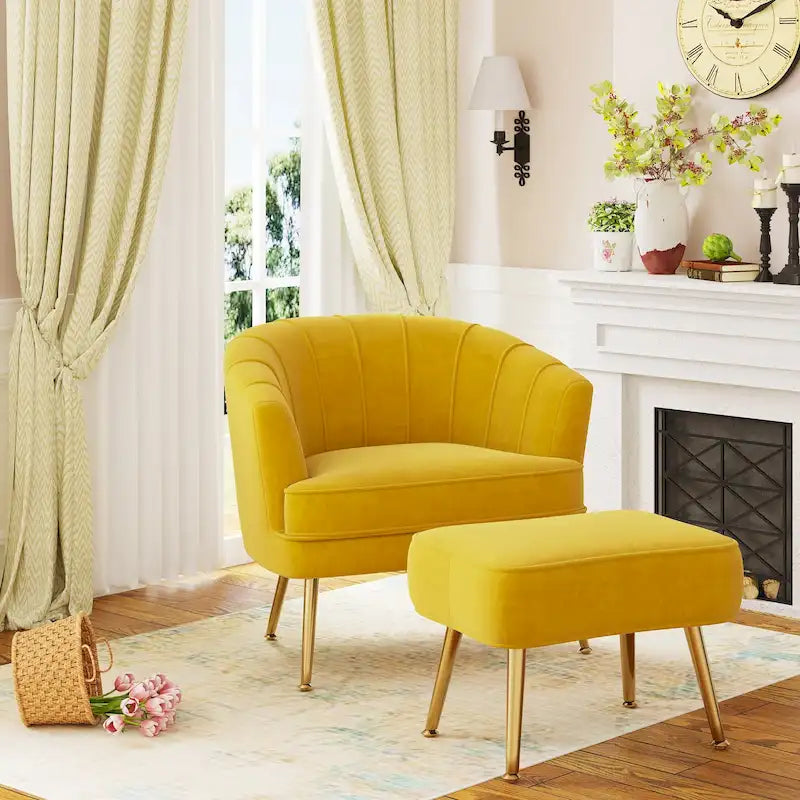 Fauteuil d'appoint avec ottoman, Fauteuil simple moderne rembourré, Fauteuil club confortable pour salon