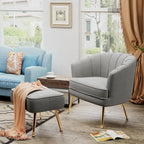 Fauteuil d'appoint avec ottoman, Fauteuil simple moderne rembourré, Fauteuil club confortable pour salon