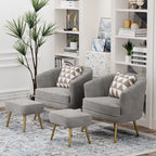 Fauteuil d'appoint avec ottoman, Fauteuil simple moderne rembourré, Fauteuil club confortable pour salon