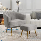 Fauteuil d'appoint avec ottoman, Fauteuil simple moderne rembourré, Fauteuil club confortable pour salon