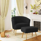 Fauteuil d'appoint avec ottoman, Fauteuil simple moderne rembourré, Fauteuil club confortable pour salon