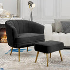 Fauteuil d'appoint avec ottoman, Fauteuil simple moderne rembourré, Fauteuil club confortable pour salon
