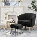 Fauteuil d'appoint avec ottoman, Fauteuil simple moderne rembourré, Fauteuil club confortable pour salon