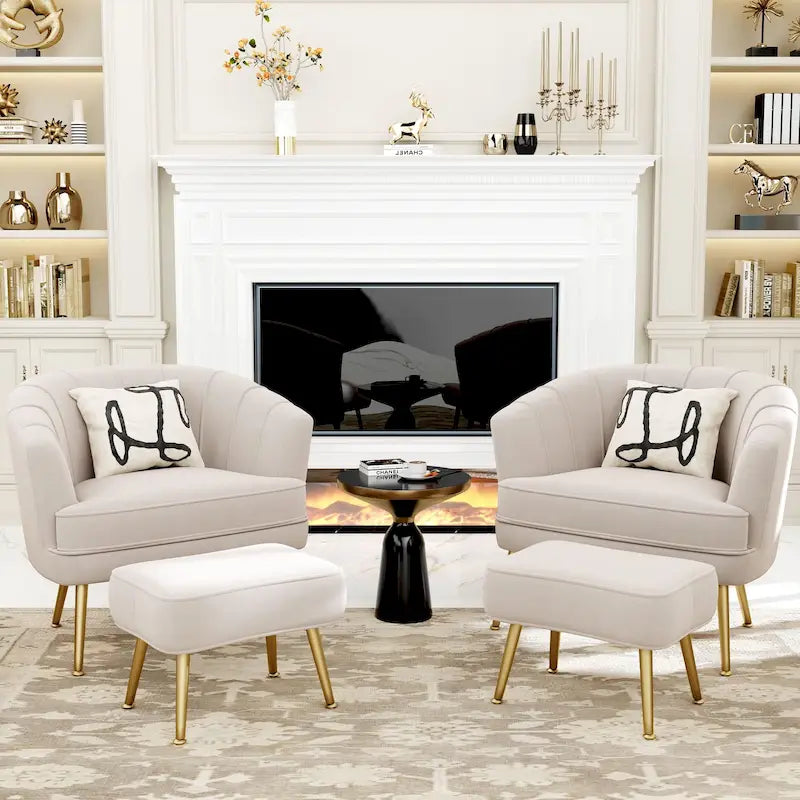Fauteuil d'appoint avec ottoman, Fauteuil simple moderne rembourré, Fauteuil club confortable pour salon