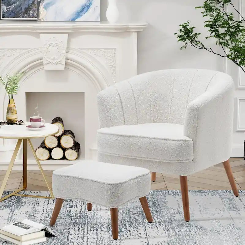 Fauteuil d'appoint avec ottoman, Fauteuil simple moderne rembourré, Fauteuil club confortable pour salon