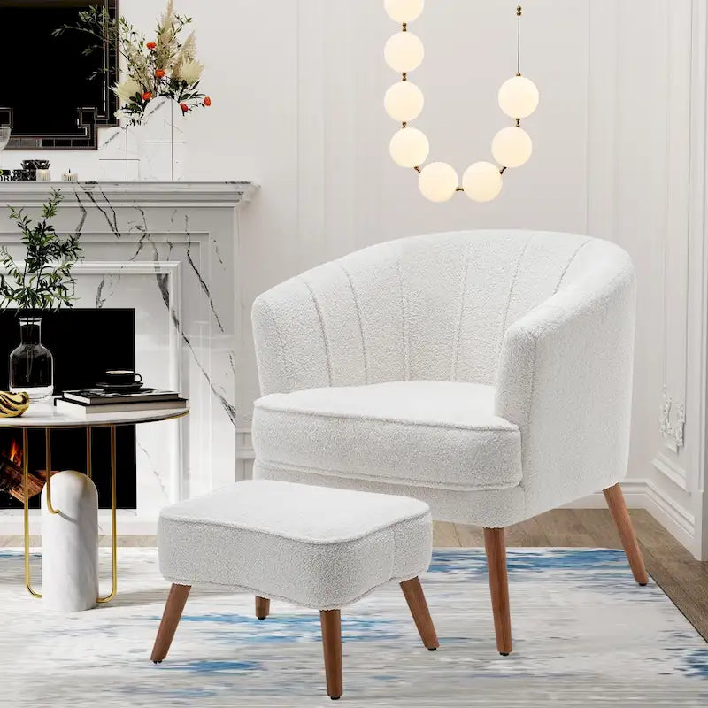 Fauteuil d'appoint avec ottoman, Fauteuil simple moderne rembourré, Fauteuil club confortable pour salon