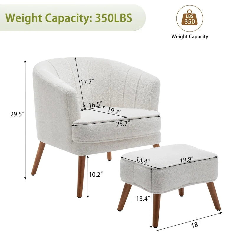 Fauteuil d'appoint avec ottoman, Fauteuil simple moderne rembourré, Fauteuil club confortable pour salon