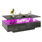 Table Basse Moderne avec Rangement LED Haute Brillance pour Salon