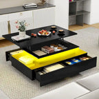 Table Basse Moderne avec Rangement LED Haute Brillance pour Salon