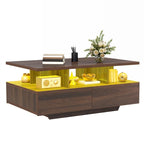 Table Basse Moderne avec Rangement LED Haute Brillance pour Salon