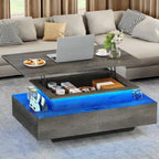 Table Basse Moderne avec Rangement LED Haute Brillance pour Salon