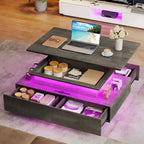 Table Basse Moderne avec Rangement LED Haute Brillance pour Salon