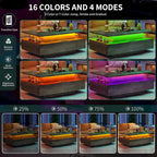 Table Basse Moderne avec Rangement LED Haute Brillance pour Salon