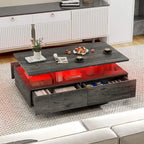 Table Basse Moderne avec Rangement LED Haute Brillance pour Salon