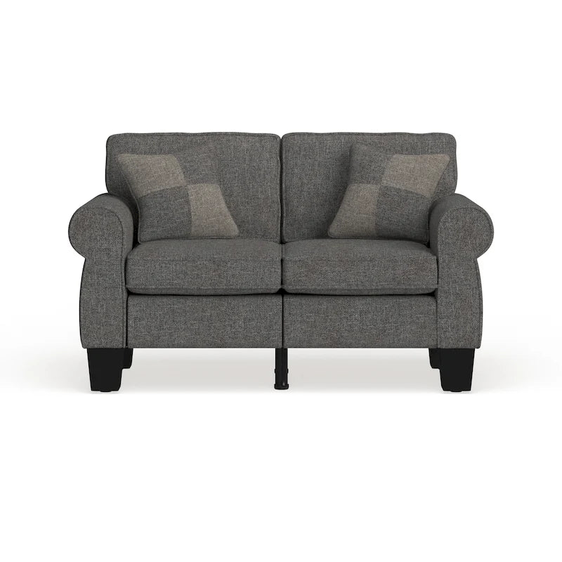 Causeuse rembourrée en tissu de lin contemporain par Furniture of America