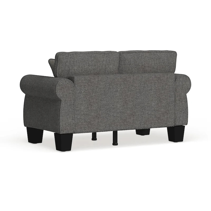 Causeuse rembourrée en tissu de lin contemporain par Furniture of America