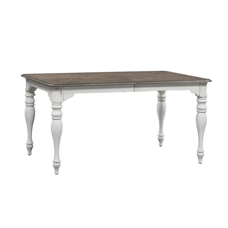 Table à manger à 6 pieds Magnolia Manor Antique White Weathered Bark